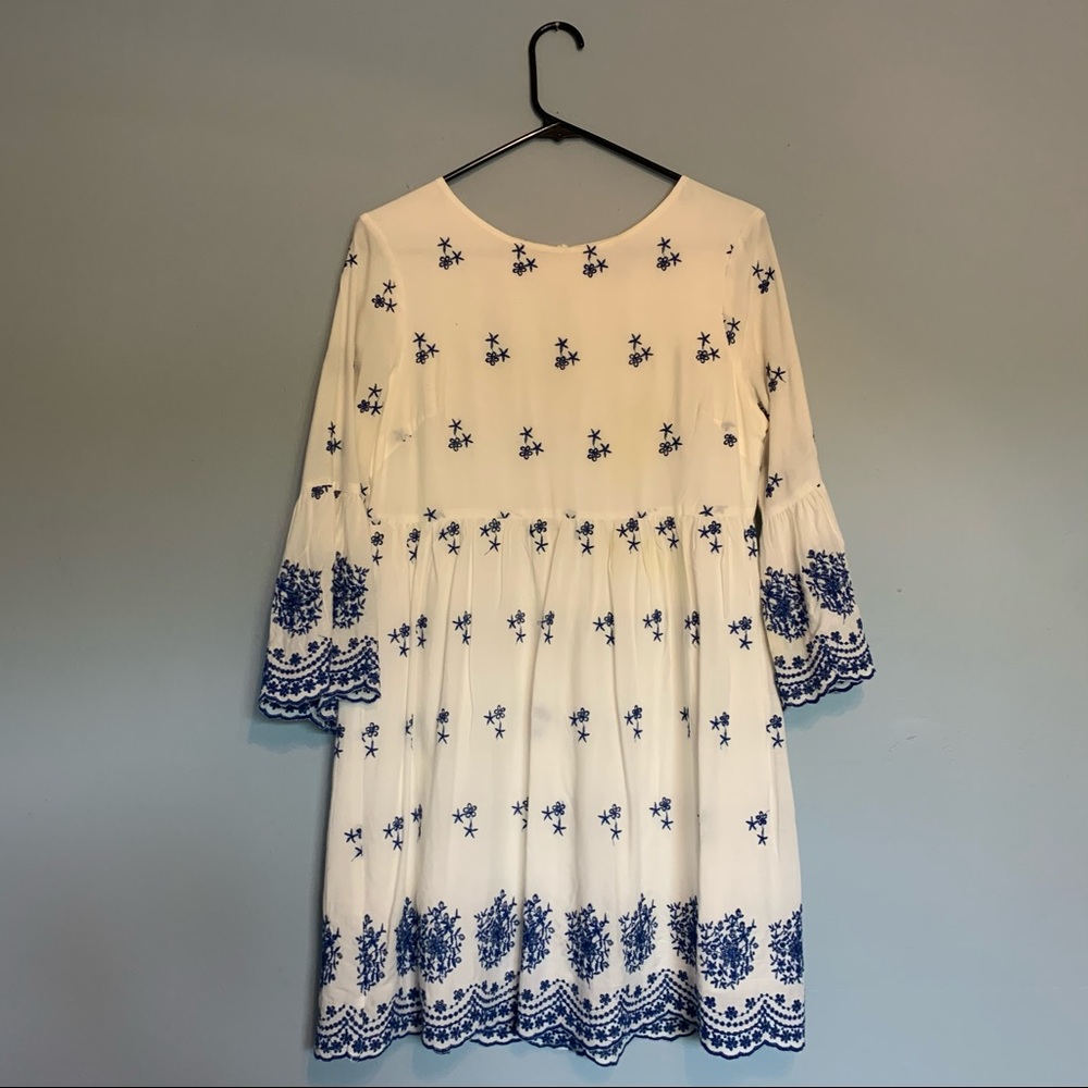 White and Blue Embroidery Lulu’s Dress
